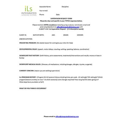 Practitioner Supervision Request Form